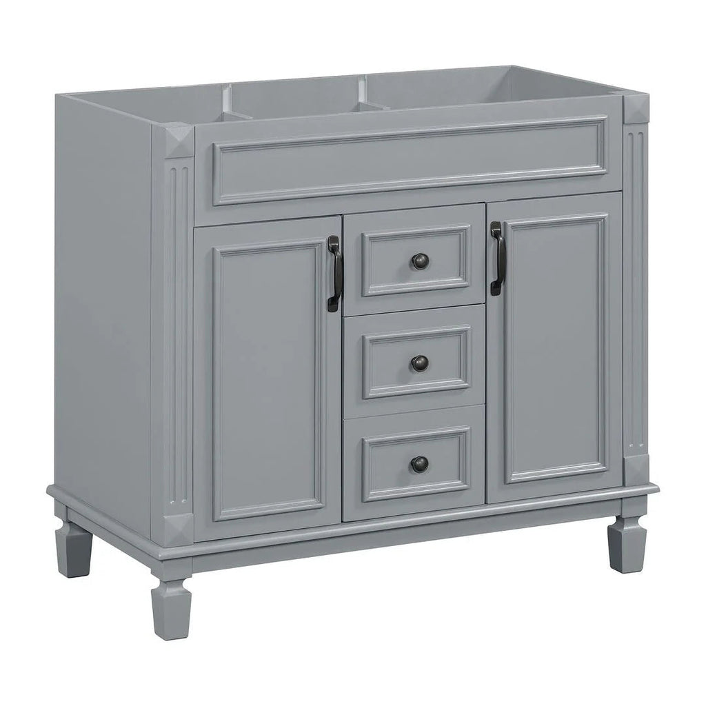 36 Modern Bathroom Vanity with Top Sink and Mirror Cabinet,2 Doors and 2 Drawers