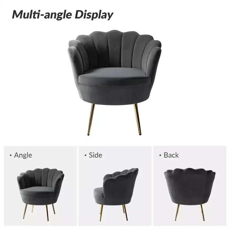 Comfy Barrel Chair with Golden Metal Legs, Living Room Accent Chair