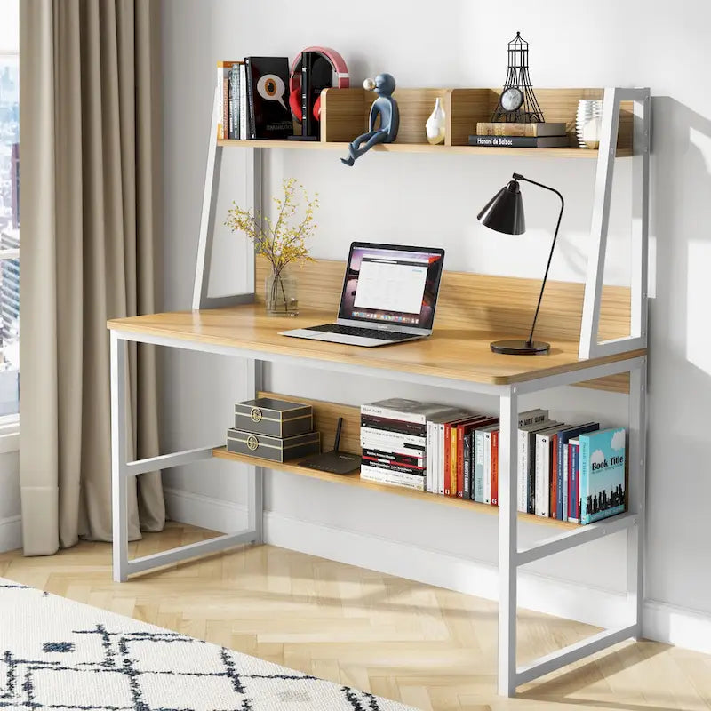 47 Inch Modern Computer Desk with Hutch and Bookshelf
