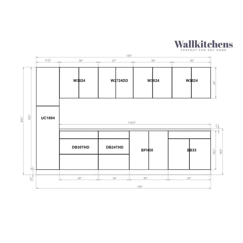 Kitchen Elegant Collection Black Color Base Size 11Ft Wide - 135x24