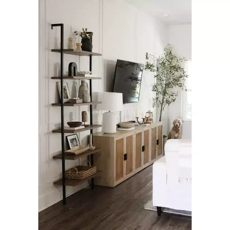 85 Theo 6 Tier Wood Wall Mount Ladder Bookshelf - Nathan James