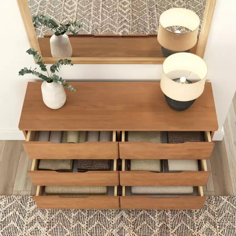 Solid Wood Farmhouse 6 Drawer Dresser