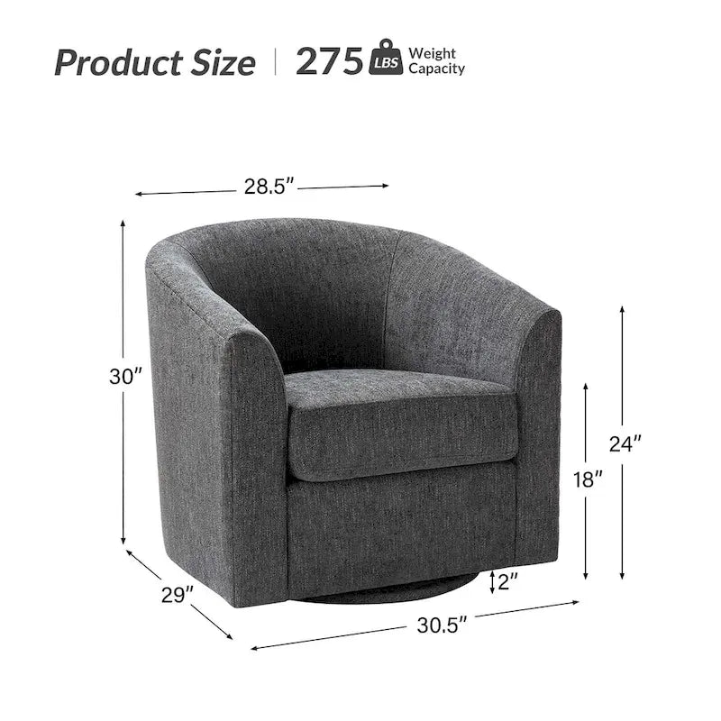 Cuenca Modern Upholstered Barrel Chair with Swivel Base Set of 2