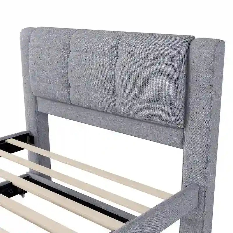 Merax Full Size Upholstery platform bed with Trundle