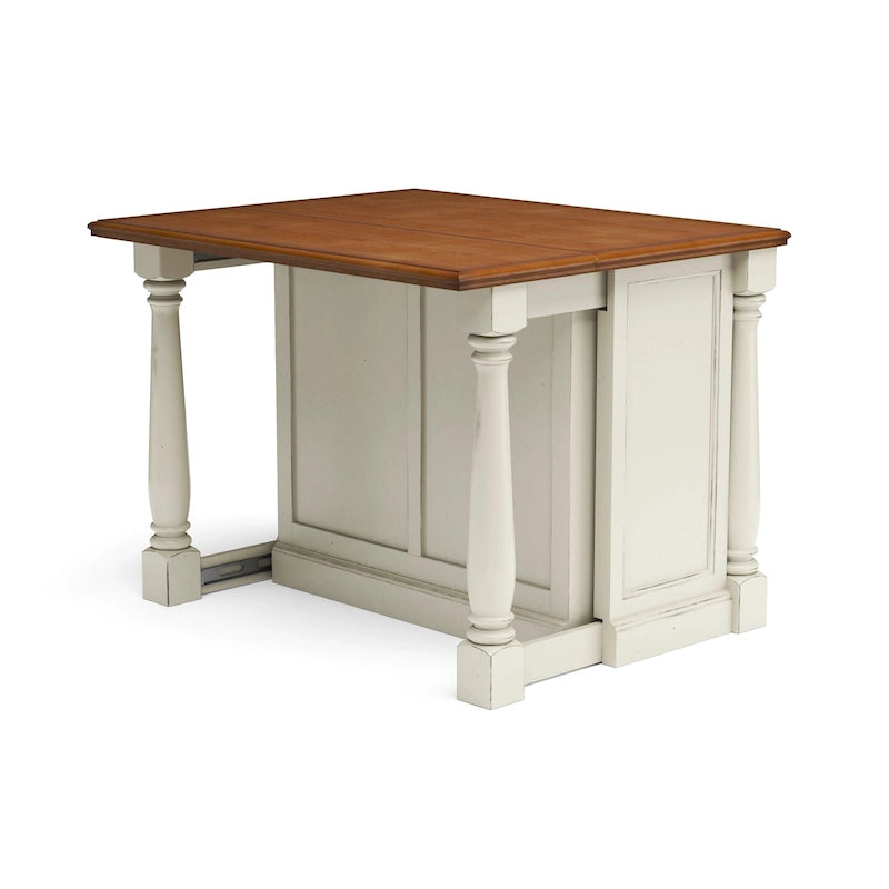 Homestyles Monarch 3-Piece Off-White Wood Kitchen Island Set with Drop Leaf Wood Top - 48 x 25 x 36