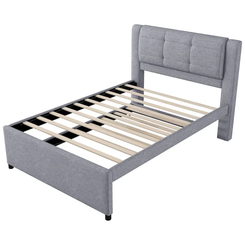 Merax Full Size Upholstery platform bed with Trundle