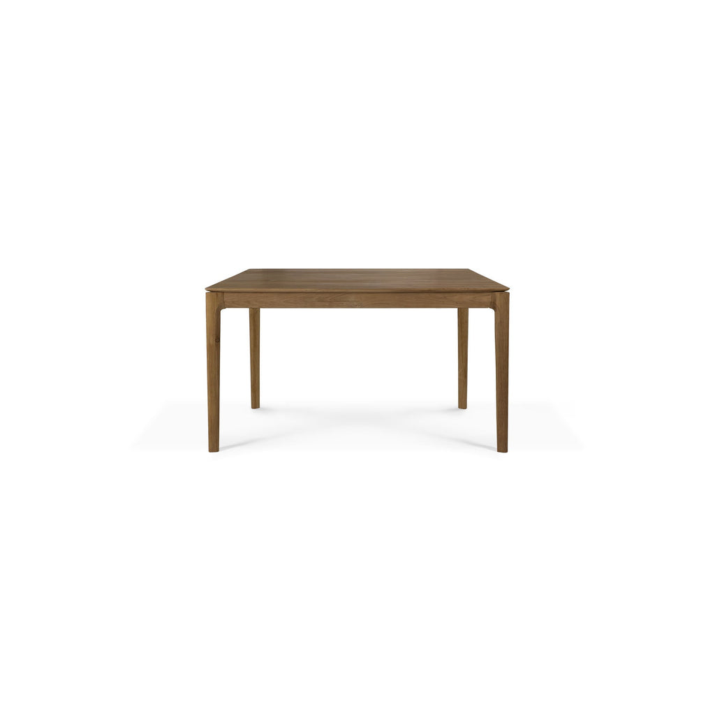 Natural Teak Extendable Dining Table with Concealed Extension Leaf for Dining Room