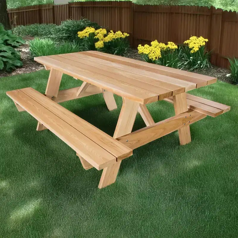 All Things Cedar 6-Ft Outdoor Picnic Table, Handcrafted Wooden Patio Bench Set for Camping, Backyard Parties, or Tailgating, Rustic Cedar