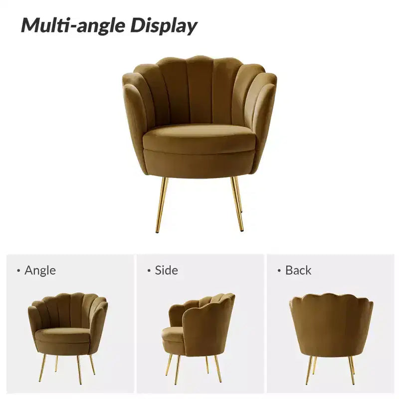 Comfy Barrel Chair with Golden Metal Legs, Living Room Accent Chair