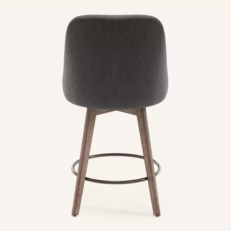 Bekrvio 26 Counter Height Swivel Bar Stools Set of 4 Backs and Wood Legs,Linen Fabric/PU Leather Upholstered Barstools for Kitchen Island