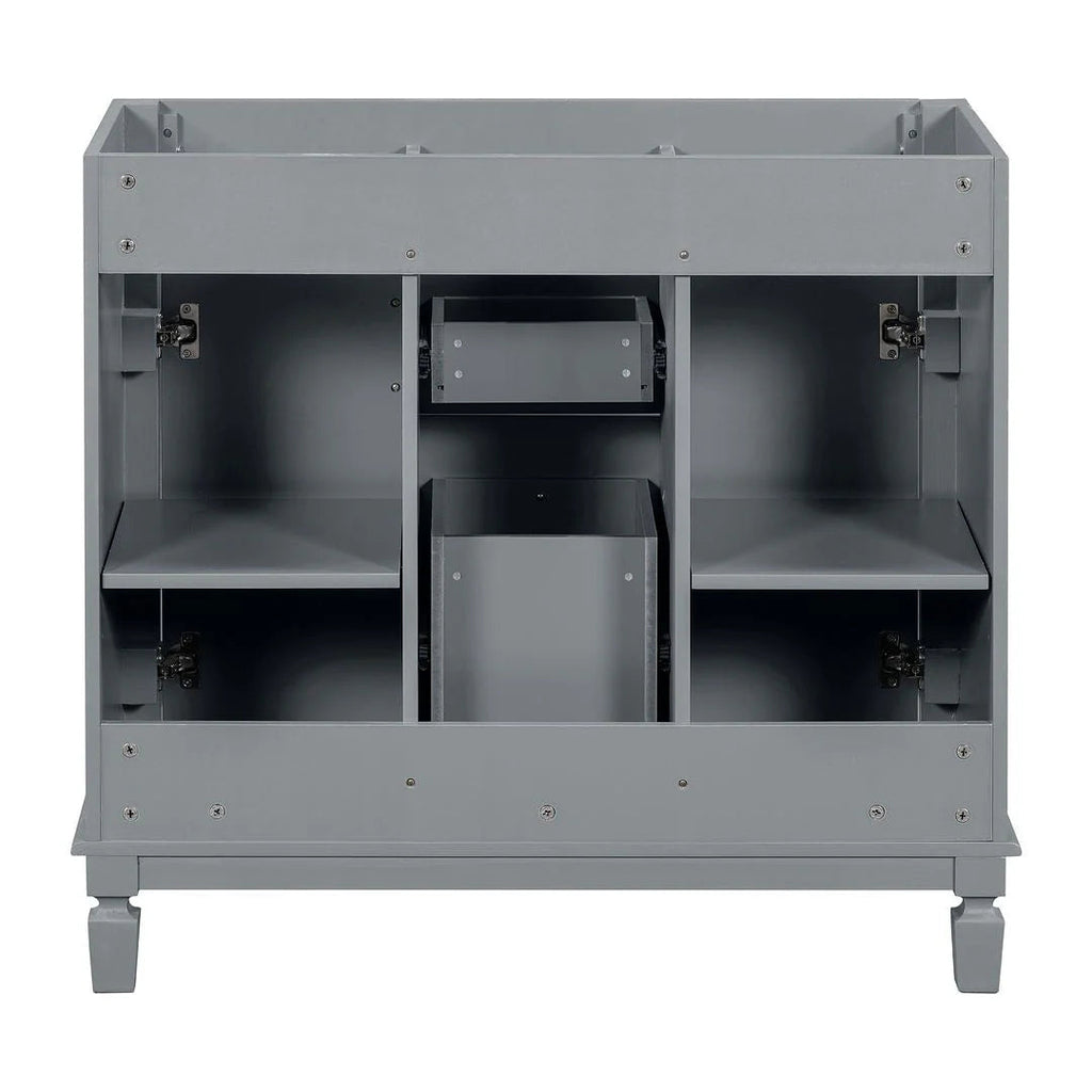 36 Modern Bathroom Vanity with Top Sink and Mirror Cabinet,2 Doors and 2 Drawers