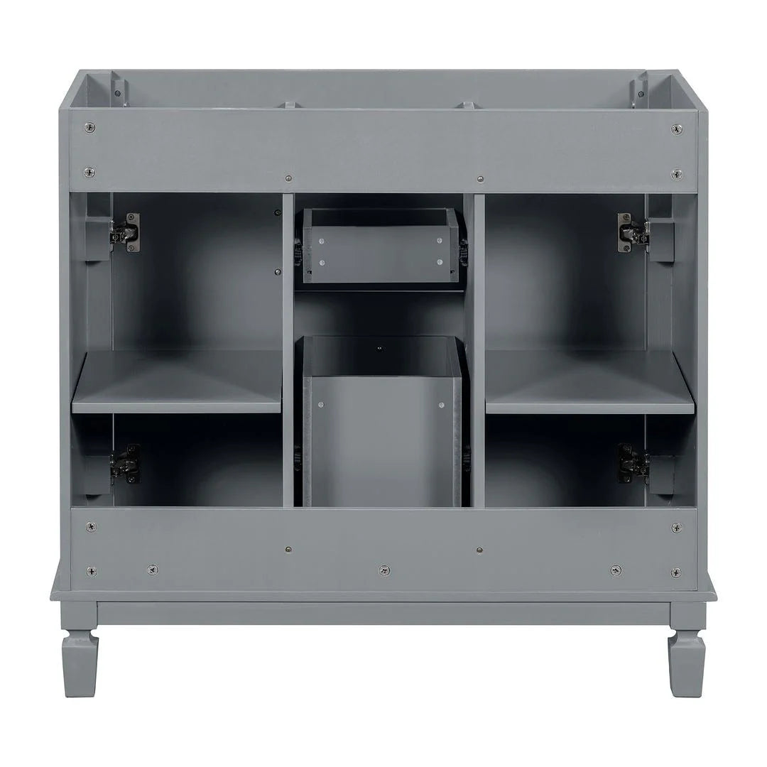 36 Modern Bathroom Vanity with Top Sink and Mirror Cabinet,2 Doors and 2 Drawers