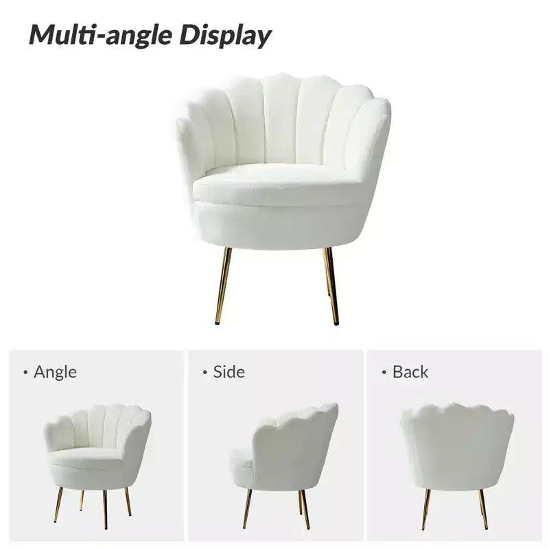 Comfy Barrel Chair with Golden Metal Legs, Living Room Accent Chair
