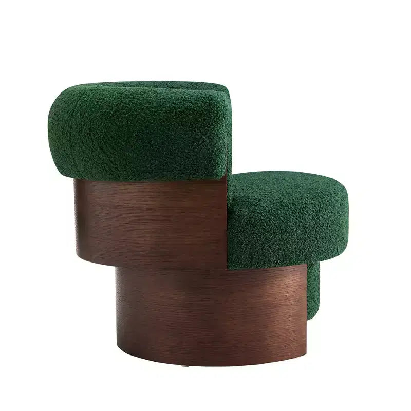 Whisen 360 Swivel Barrel Chair with Sculptural Bentwood Design, Solid Wood Frame, 32 Wide, Versatile for Living Room and Bedroom
