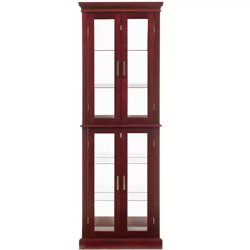 Display Cabinet, Curio Cabinet with 6 Adjustable Shelves and Tempered Glass Doors, Tall Cabinet for Living Room, Bedroom
