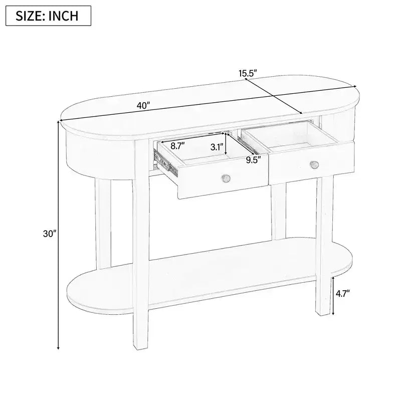 Okak Elegant Console Table with Smooth Glaze, Entry Table with Curved Design and 2 Drawers, Accent Table for Living Room, Hallway