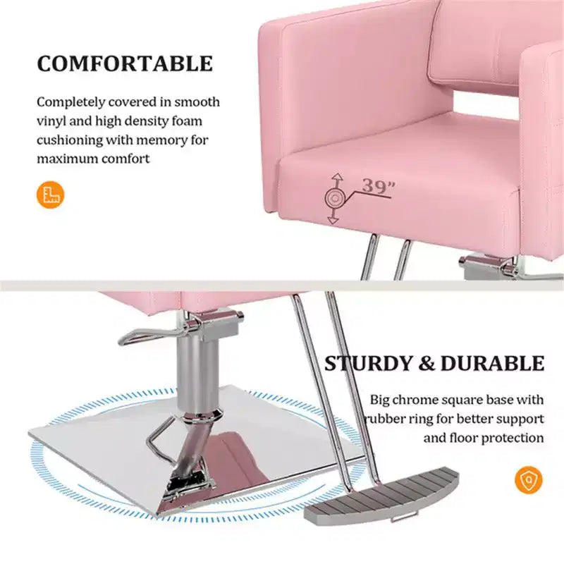 Karl Home Pink Heavy Duty Hydraulic Hair Stylist Salon Chair wiht Diamond Accents