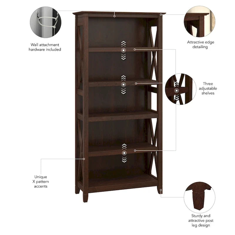 Key West 5 Shelf Bookcase Set by Bush Furniture