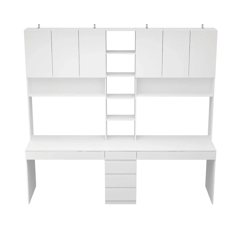 Dual-Person Modern Workstation Spacious White Gaming and Office Desk
