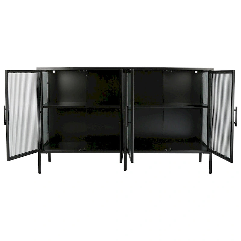 Metal Tempered Glass Cabinet with Adjustable Shelf