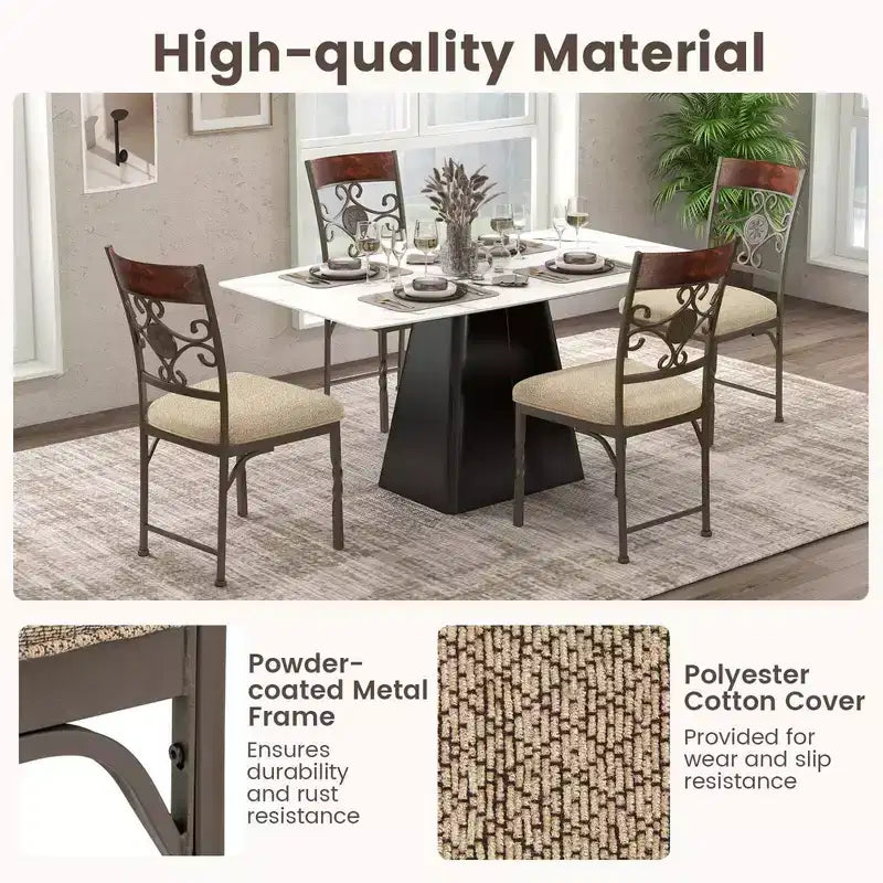 Costway Set of 2/4 Dining Room Chairs Armless Kitchen Chairs Set with Seat Cushion