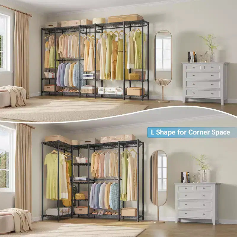 Extra Large Portable Closet Rack Heavy Duty Clothes Rack Max Load 1300 lbs