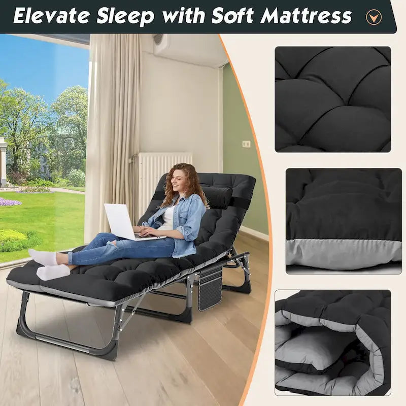 DoCred Upgraded Thicked Folding Camping Cot with Thicked Mattress