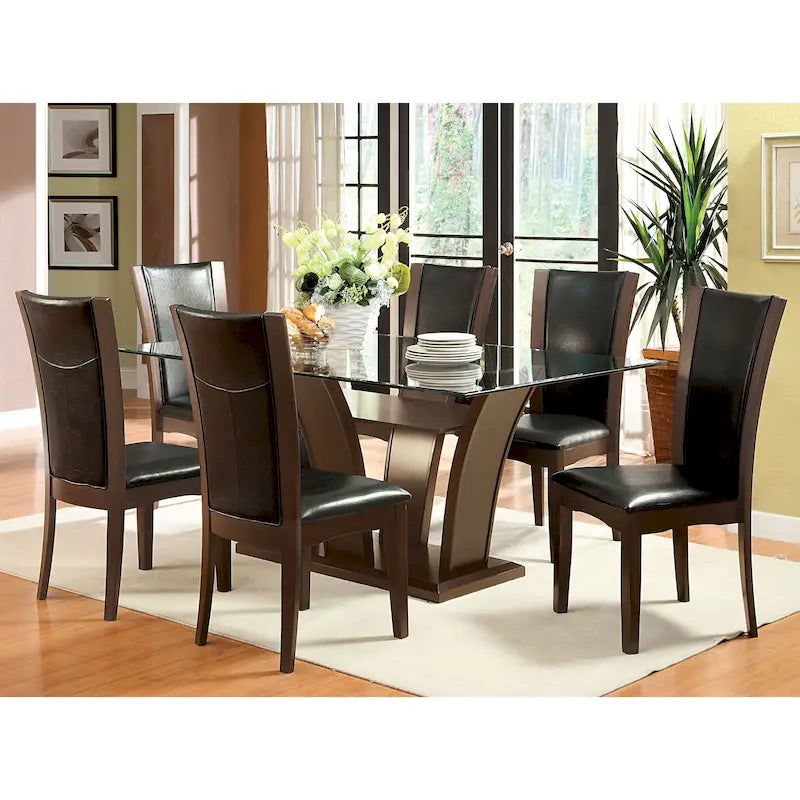 Bind Contemporary Solid Wood Open-Shelf 7-Piece Dining Table Set by Furniture of America