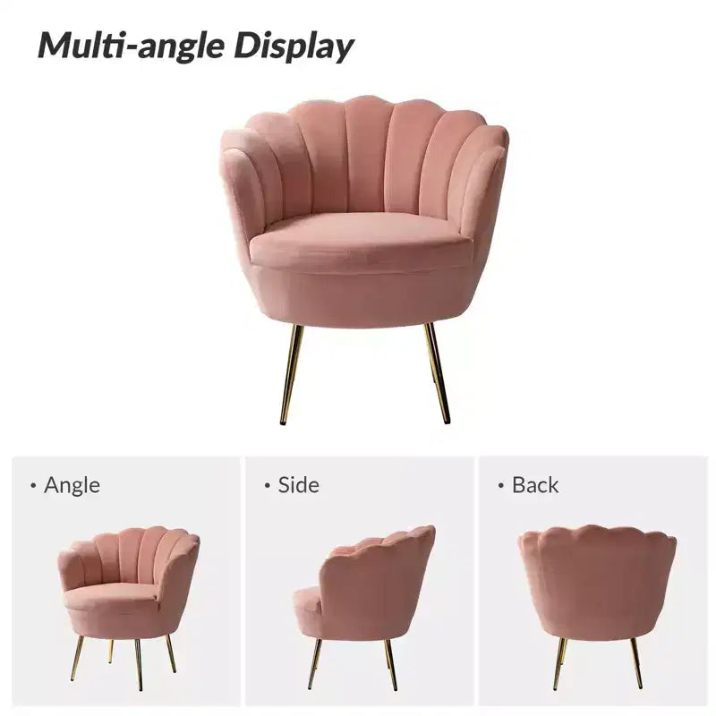 Comfy Barrel Chair with Golden Metal Legs, Living Room Accent Chair