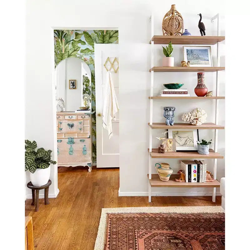 85 Theo 6 Tier Wood Wall Mount Ladder Bookshelf - Nathan James
