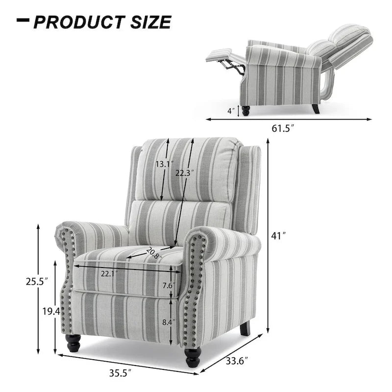 2 Set Modern Padded Seat Recliner Chair with PU Leather/Fabric