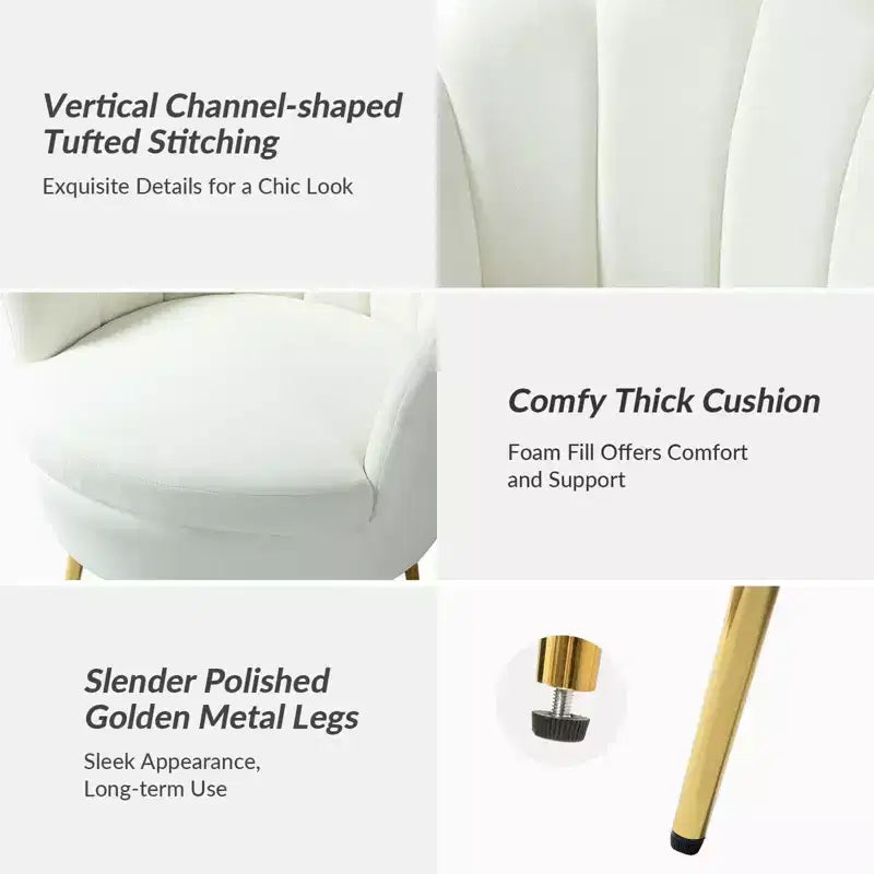 Comfy Barrel Chair with Golden Metal Legs, Living Room Accent Chair