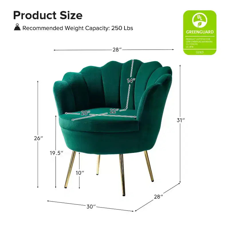 Comfy Barrel Chair with Golden Metal Legs, Living Room Accent Chair