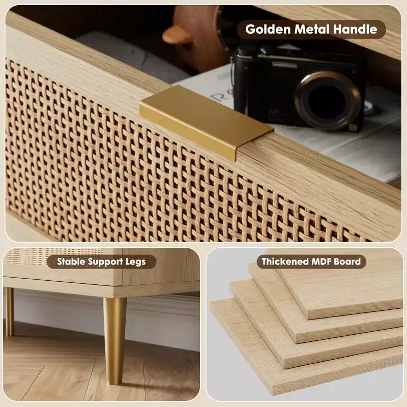 Rattan chest of drawers for the bedroom, large-capacity drawer cabinets for the wardrobe, suitable for the living room, hallway, and childrens room.