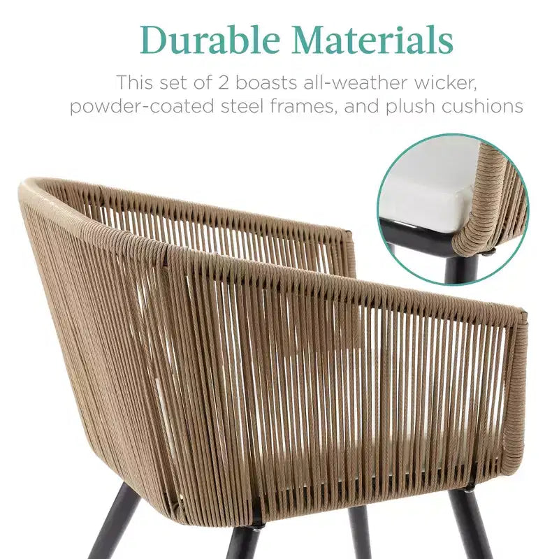 Best Choice Products Set of 2 Outdoor Patio Dining Chairs Woven Wicker Seating 250lb Capacity