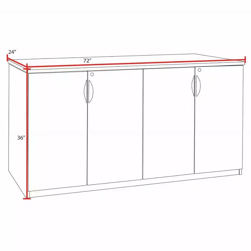 Regency 72 Legacy Office Storage Cabinet Buffet Mahogany: Wood Frame, 4-Door, 4-Shelf Printer Stand