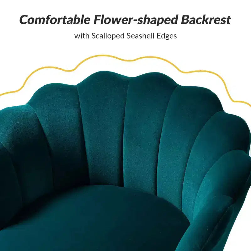 Comfy Barrel Chair with Golden Metal Legs, Living Room Accent Chair