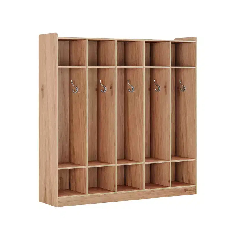 5-Section Classroom Coat Locker with 10 Cubbies, Cubby Storage Organizer with 10 Hooks for Home, School, Nursery, Kindergarten