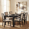 Modern Dining Set - 80 Table + 6 Cushioned Chairs, Solid Wood Frame, 400lbs Table Capacity, Easy Assembly