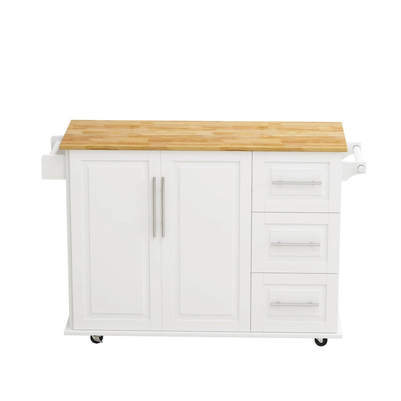Dessert de cuisine roulant avec abattant, meuble à double porte, 3 tiroirs, roues verrouillables