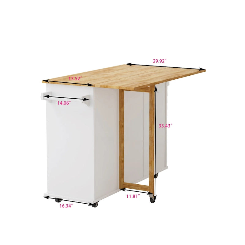 Dessert de cuisine roulant avec abattant, meuble à double porte, 3 tiroirs, roues verrouillables