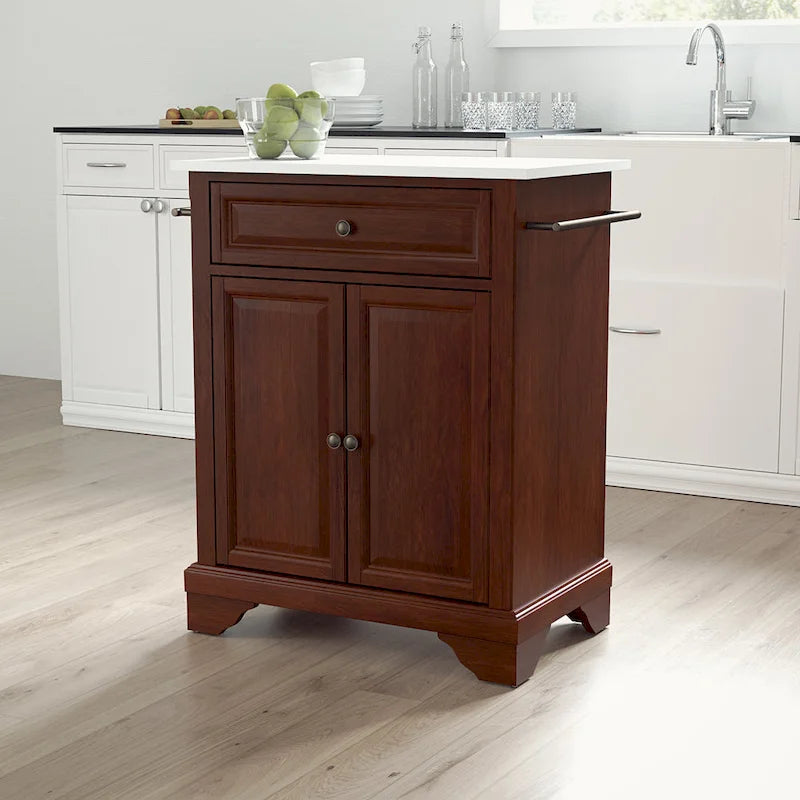 Dessus en granit acajou, chariot de cuisine portable avec tiroir et armoire