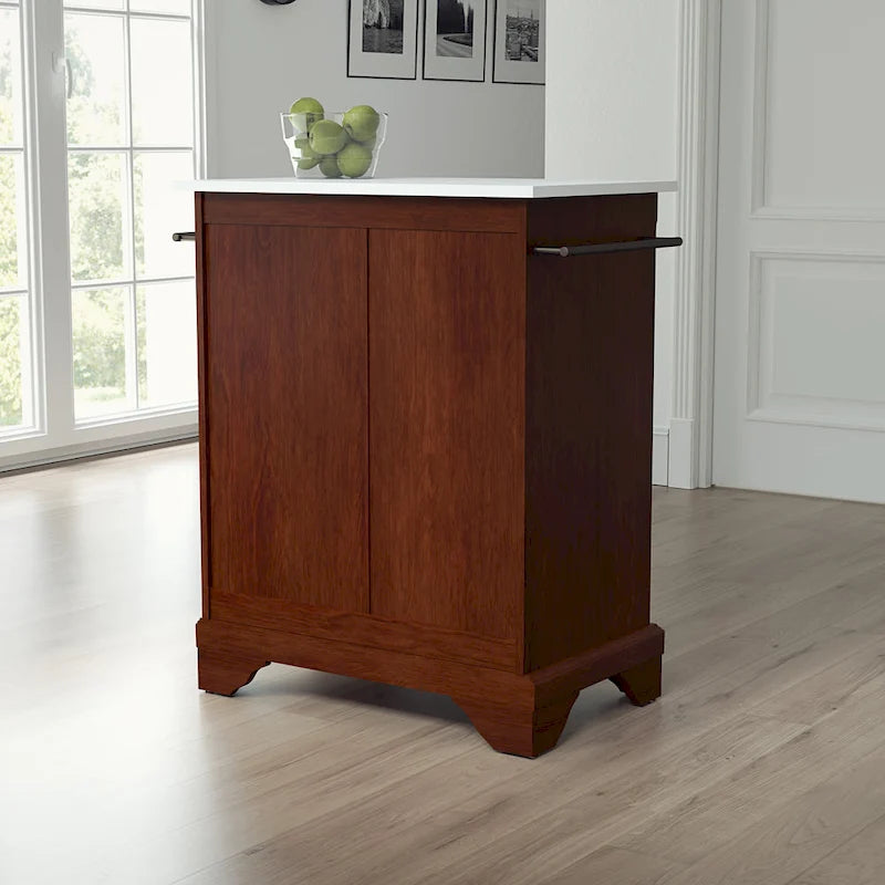 Dessus en granit acajou, chariot de cuisine portable avec tiroir et armoire