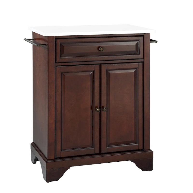 Dessus en granit acajou, chariot de cuisine portable avec tiroir et armoire