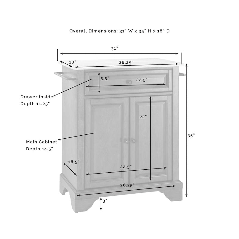 Dessus en granit acajou, chariot de cuisine portable avec tiroir et armoire