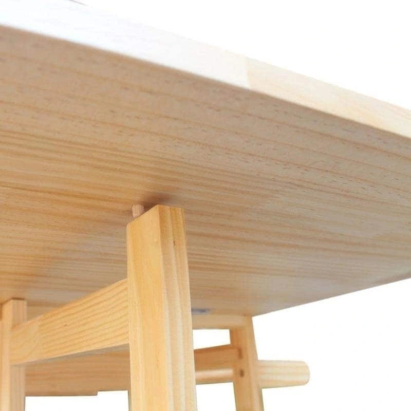 Dessertes pliantes carrées en bois massif avec 2 tabourets offerts - Naturel