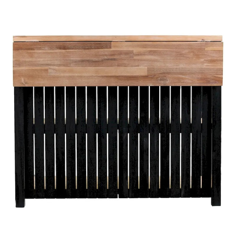Ilot de cuisine extensible en bois naturel noir avec tiroirs et étagères
