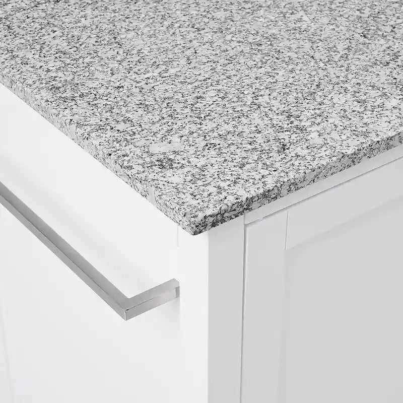Îlot de cuisine en granit avec tiroirs de rangement gris et blanc
