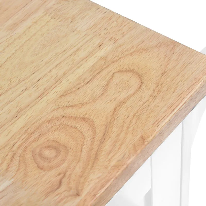 Desserte de cuisine roulante avec plateau en bois, tiroirs et étagères ouvertes