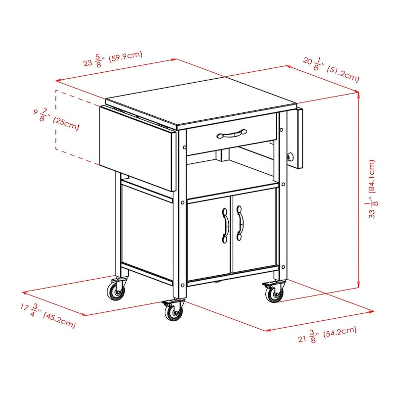 Desserte de cuisine à abattants naturelle avec armoire de rangement et tiroir